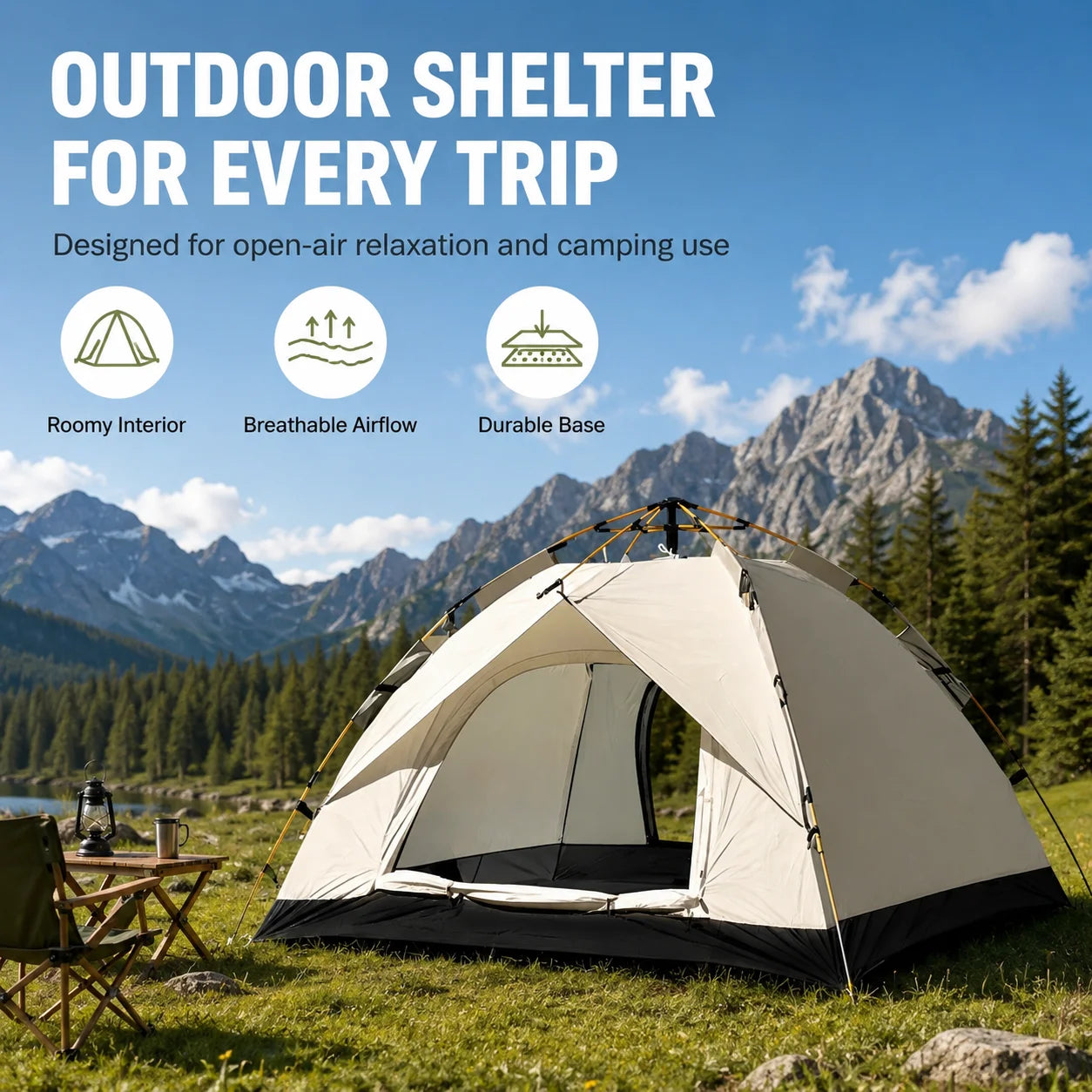 Automatic Pop-Up Camping Tent | 3-4 Person | Windproof &amp; Waterproof