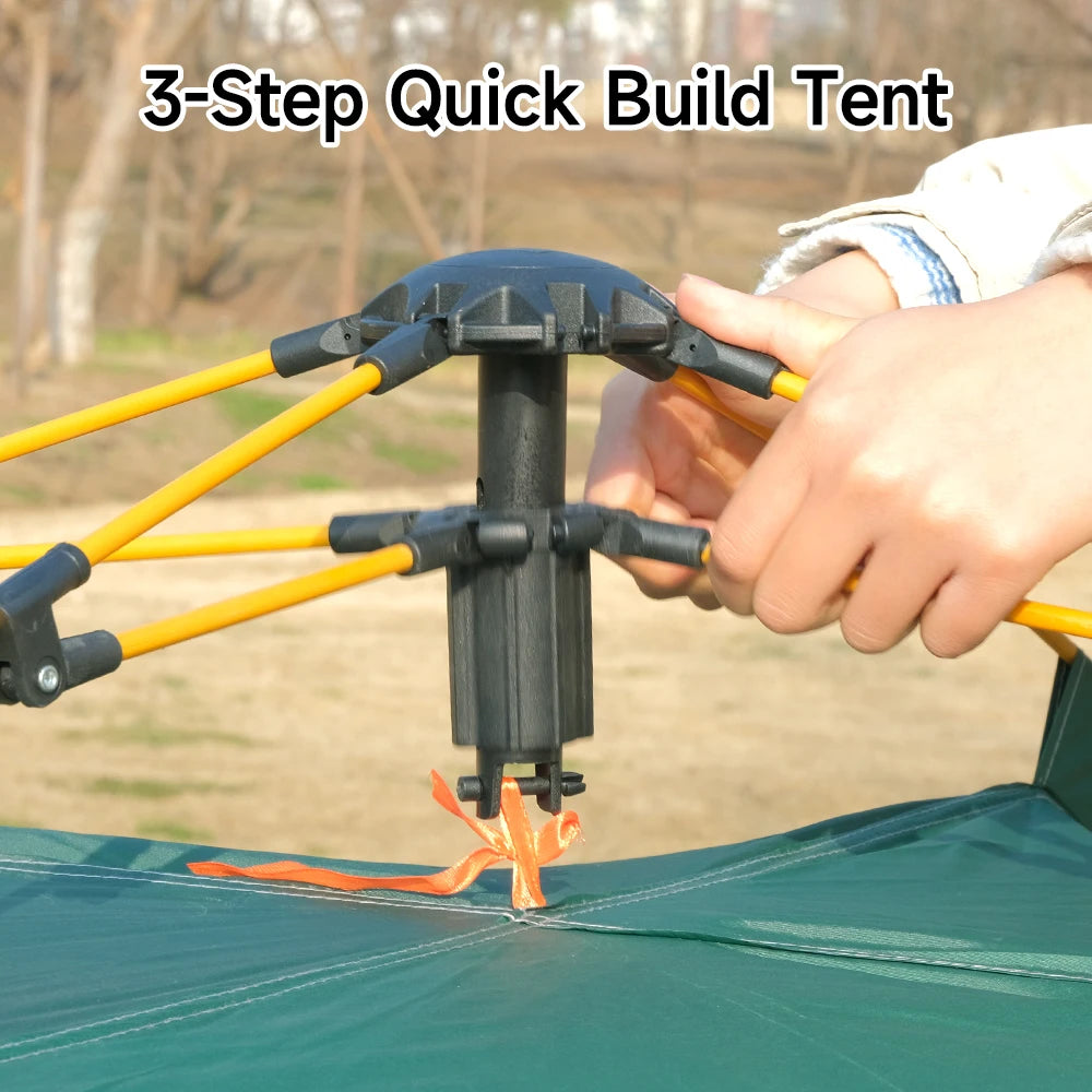 Waterproof Silver-Coated Fabric Tent with 1 Door 1 Window, High-Density B3 Mesh &amp; Automatic Fiberglass Poles