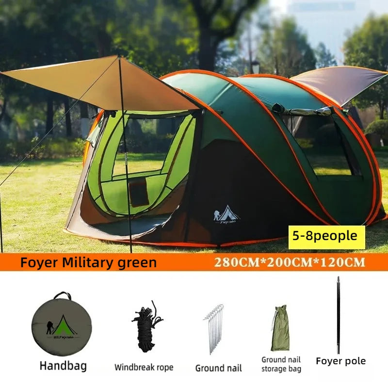Automatic Pop-Up Camping Tent – 3 to 8 Person Family Tent, Waterproof, Instant Setup