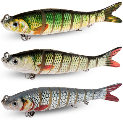 GOBAIT 3-Pack Jointed Swimbait – Slow Sinking Hard Lure with 3D Eyes, 11g / 16g / 27g