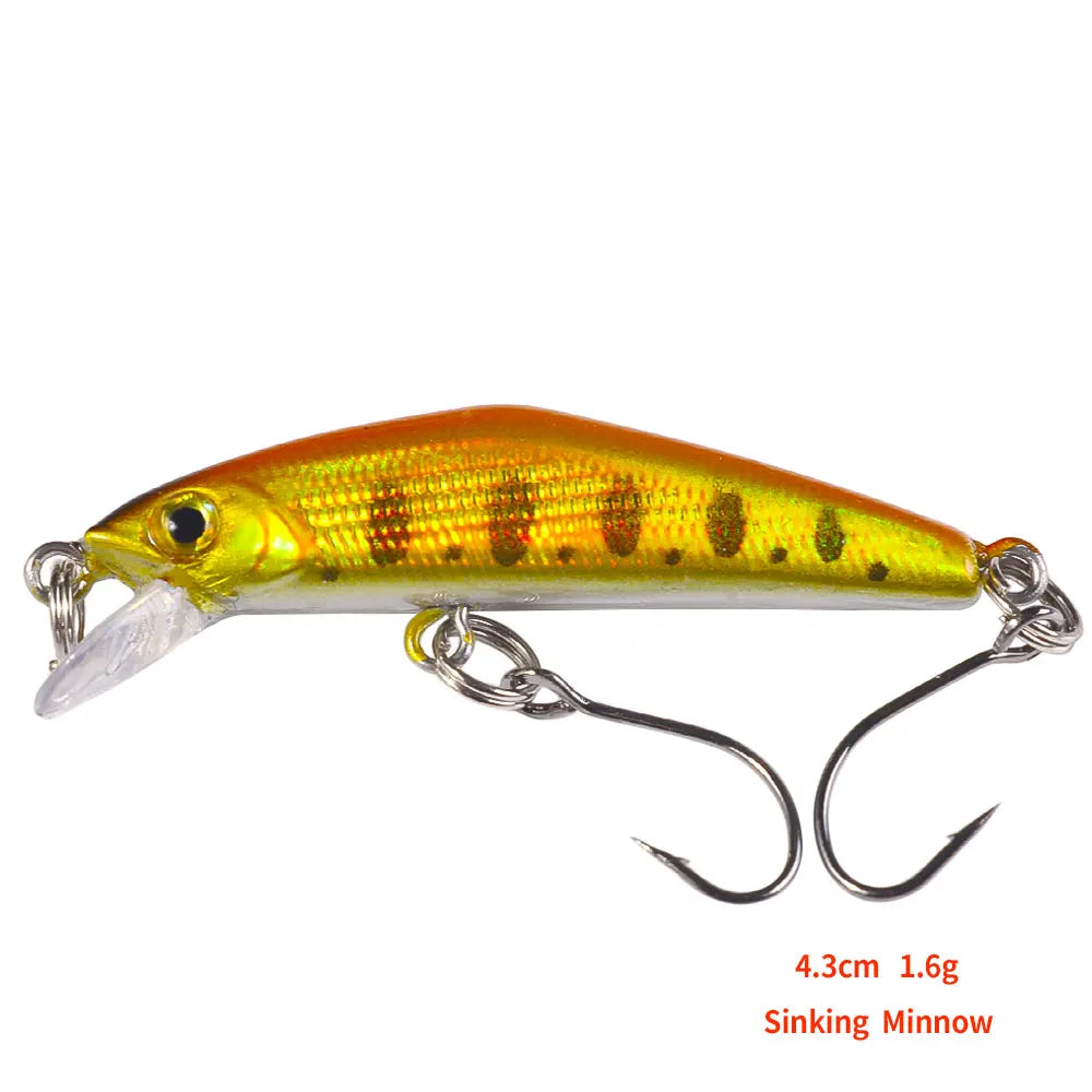 43mm 1.6g Micro Sinking Minnow Fishing Lure – Hard Bait for Bass, Trout, Salmon &amp; Panfish
