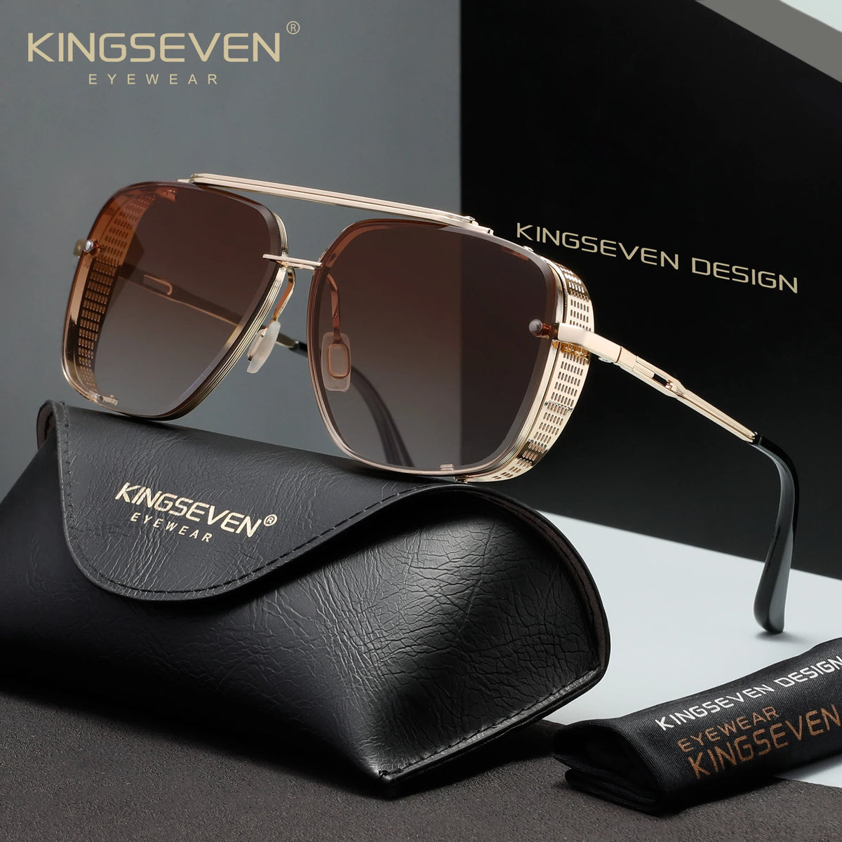 KINGSEVEN Luxury Polarized Driving Sunglasses – UV400 Gradient Lens, Rectangle Frame