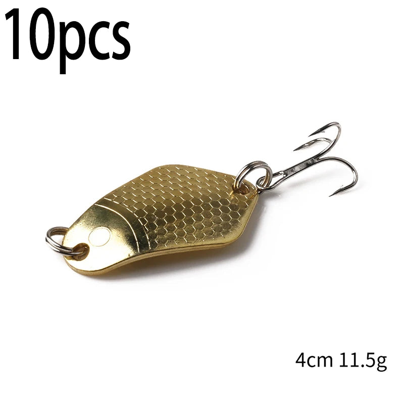 Metal Spoon Fishing Lure with Treble Hook – Gold &amp; Silver Jig Bait for Bass, Pike &amp; Perch
