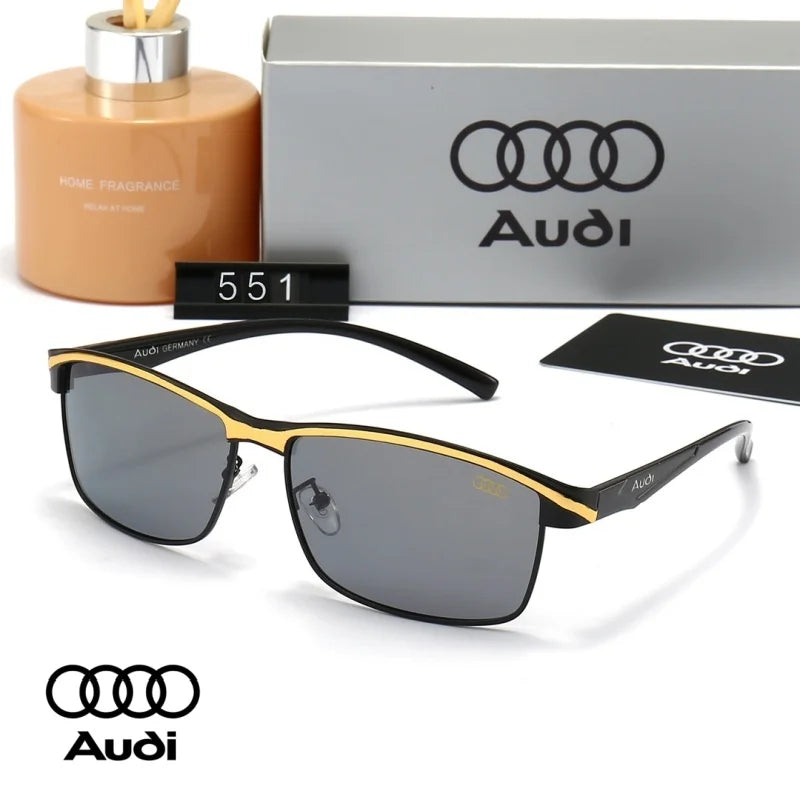 Audi Polarized Sunglasses – Unisex UV400 Anti-Glare Square Alloy Frame Sport &amp; Driving Shades