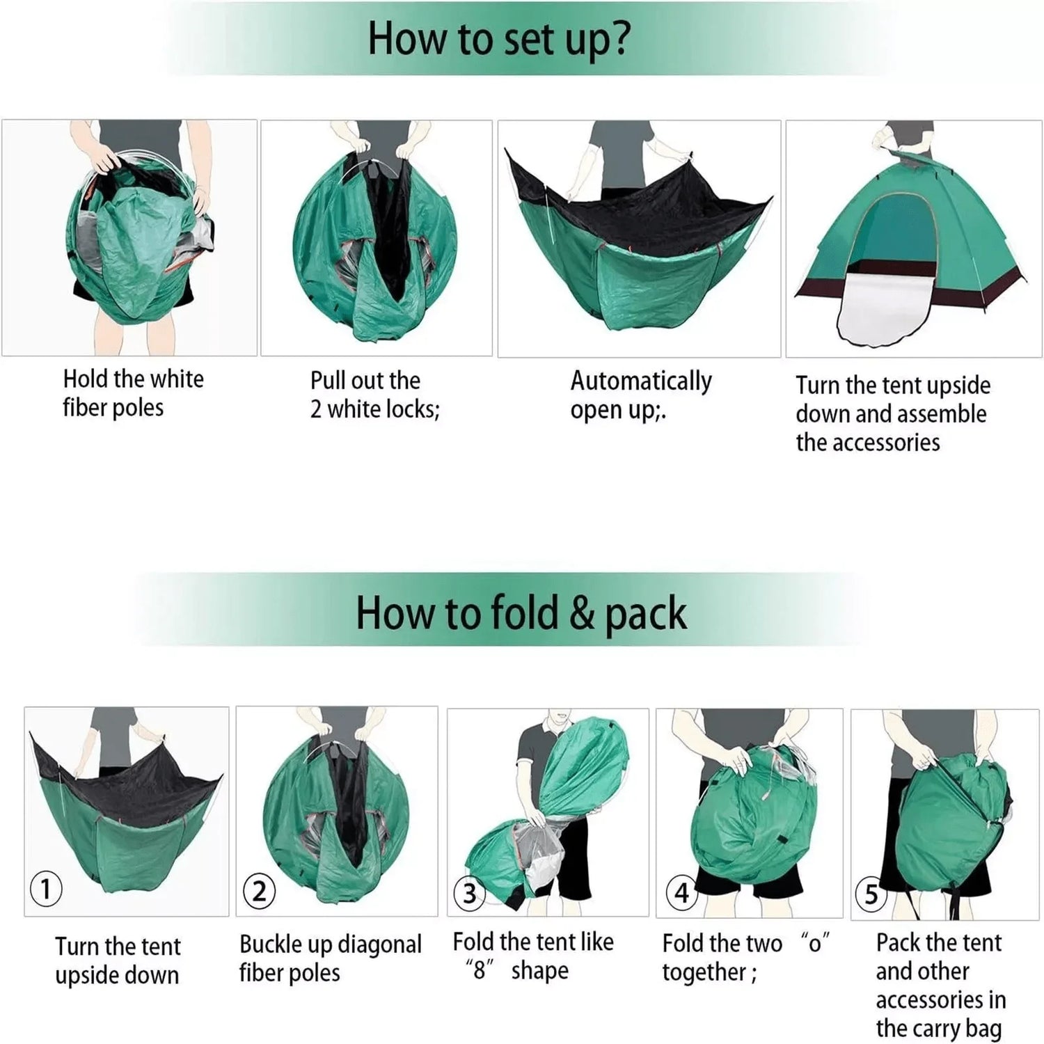 2-3 Person Instant Pop-Up Camping Tent – UV Protection, Waterproof 600D Oxford with Reflective Mylar for Beach, Hiking &amp; Travel