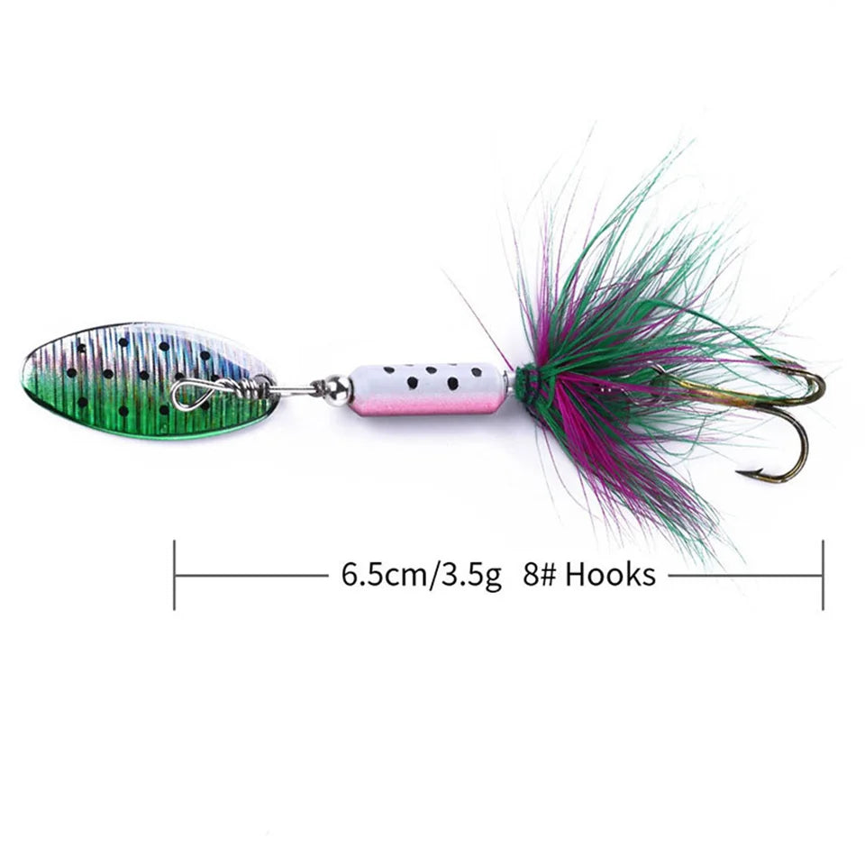 Metal VIB Lures 1PCS 3.5g Feather Sequins Wobbler Vibrations Spoon Fishing Bait Bass Artificial Hard Bait Cicada Fishing Tackle