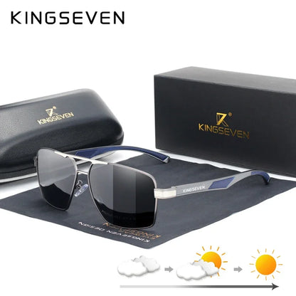 KINGSEVEN K7719 Polarized Rectangle Sunglasses – Aluminum Frame, UV400, Photochromic Options
