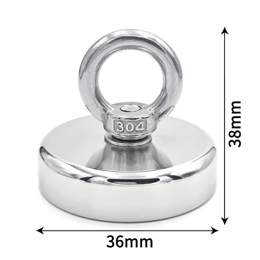 N52 Neodymium Fishing Magnet – Super Strong Rare Earth Magnet with Countersunk Hole &amp; Eyebolt for Magnet Fishing &amp; Salvage