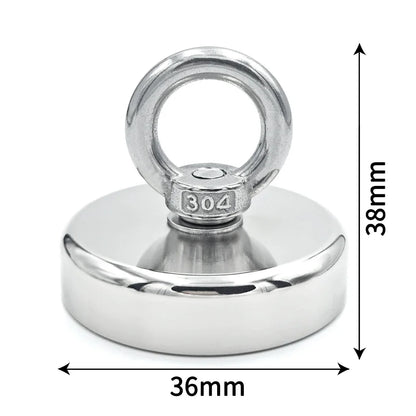 N52 Neodymium Fishing Magnet – Super Strong Rare Earth Magnet with Countersunk Hole &amp; Eyebolt for Magnet Fishing &amp; Salvage