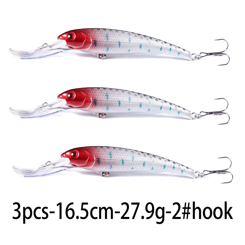 165mm 28g Deep Diving Minnow Fishing Lure – Hard Bait Wobbler for Bass, Pike &amp; Sea Fishing