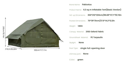 PAKICETUS Inflatable Camping Tent – 4-8 Person Portable 4-Season Waterproof Tent with Windows