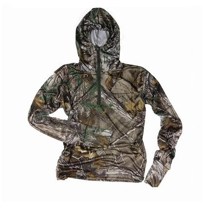 NANFOO Tree Camo Sun Protection Fishing Jacket – Lightweight Hooded UPF Jacket for Hunting, Fishing &amp; Hiking (M–3XL)