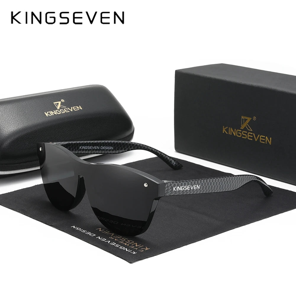 KINGSEVEN Oversized Rimless Polarized Sunglasses – UV400 Mirror Lens, Retro Style