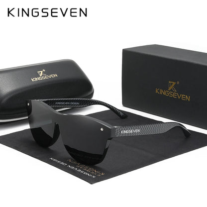 KINGSEVEN Oversized Rimless Polarized Sunglasses – UV400 Mirror Lens, Retro Style