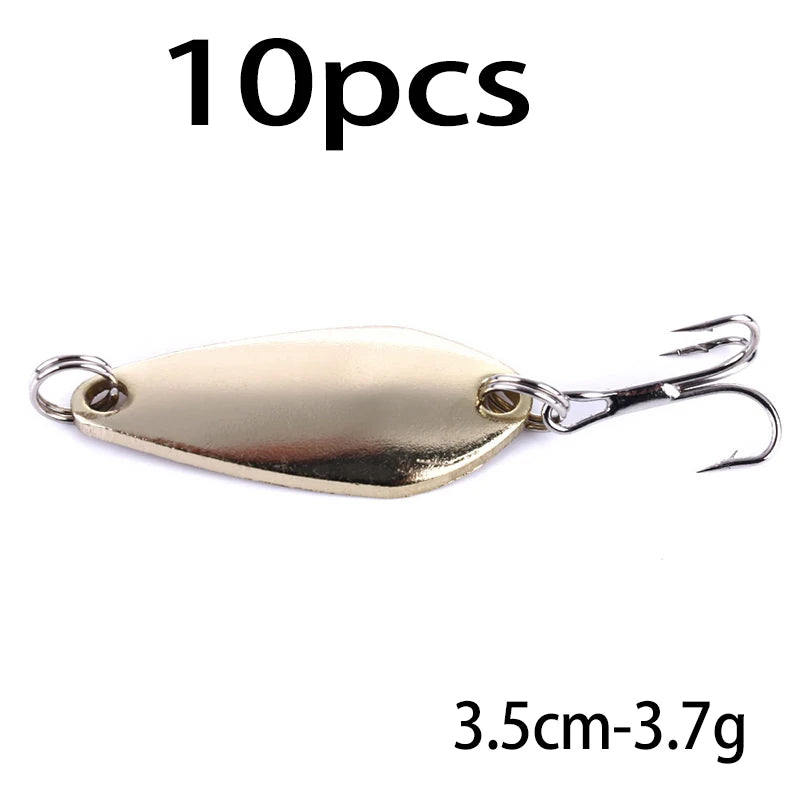 Metal Spoon Fishing Lure with Treble Hook – Gold &amp; Silver Jig Bait for Bass, Pike &amp; Perch