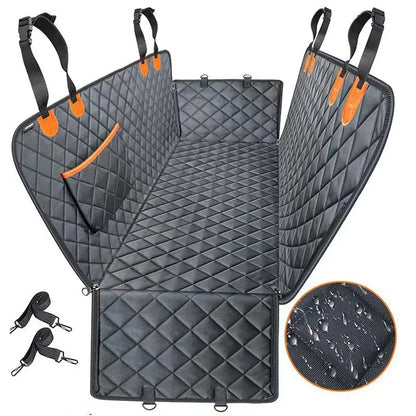 Waterproof Dog Car Seat Cover &amp; Hammock – 600D Oxford | Anti-Slip | Small, Medium &amp; Large Dogs | Black &amp; Orange