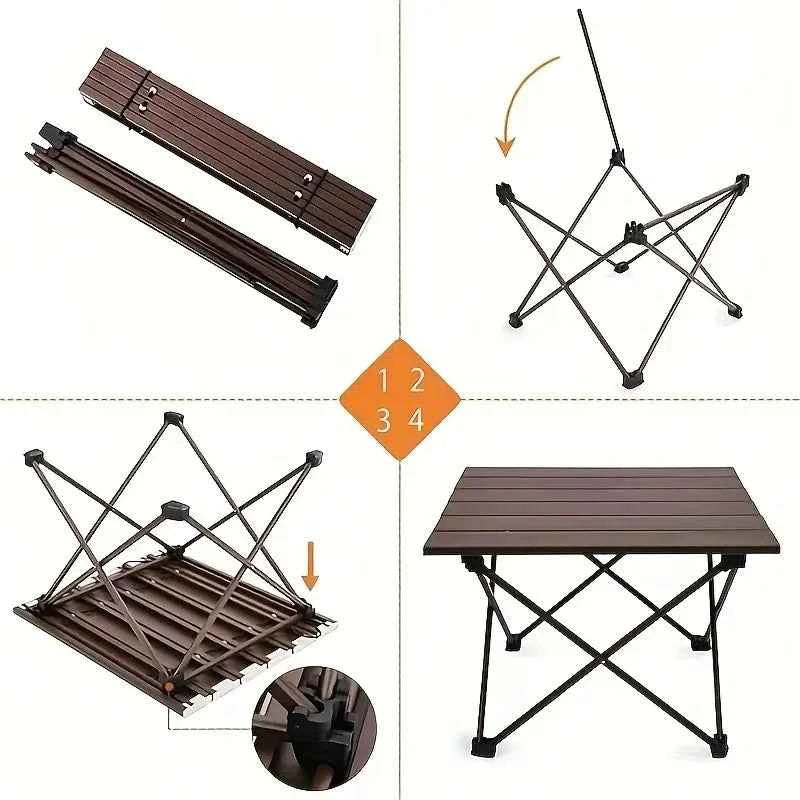 Small Portable Folding Stainless Steel Multifunctional Outdoor Camping Side Table for Beach Picnic BBQ Hiking Boating Cooking