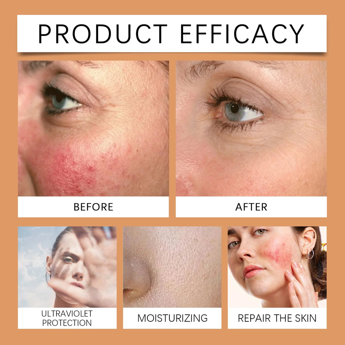 EELHOE 30g Vitamin E Sunscreen Long-lasting Moisturizing Anti-UV Anti-dry Skin SPF 50 Cream Maintains Elasticity Glow Skin Care