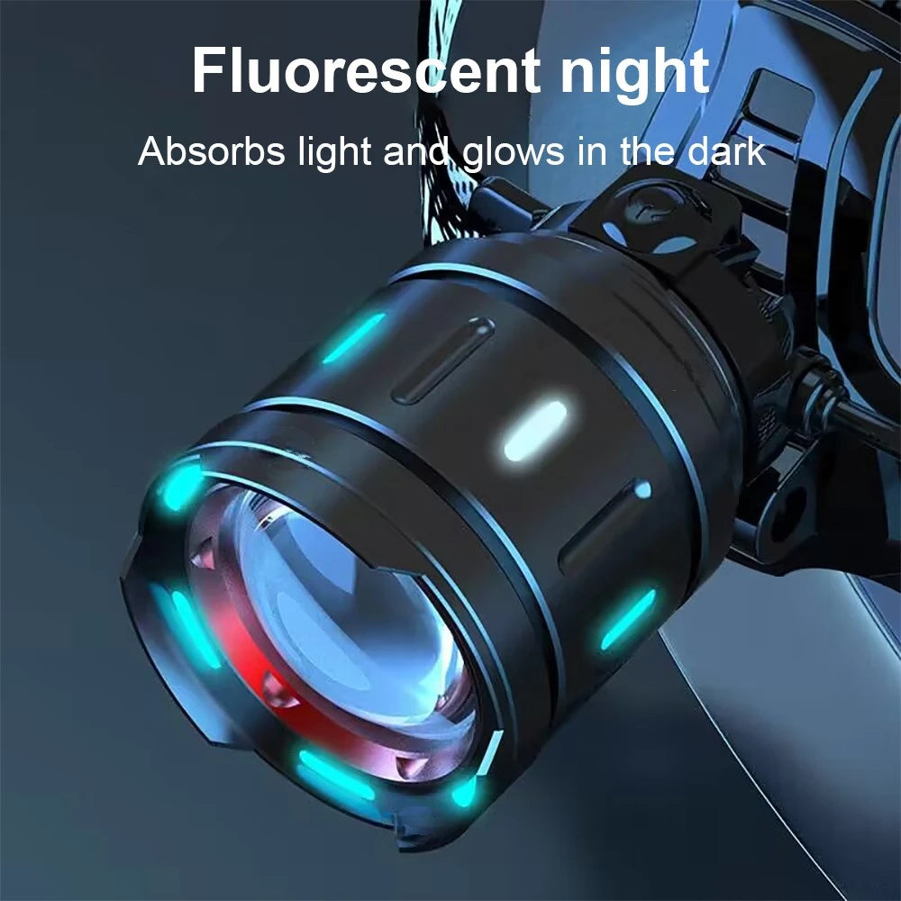 2026 New Super Powerful Headlamp 800W LED IR Sensor Headlight Rechargeable Head Flashlight 5000 Meter Head Lamp Fishing Lantern