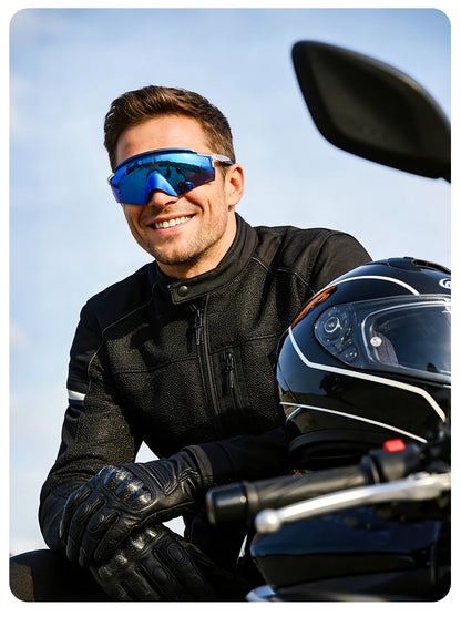 SCVCN Cycling Sunglasses – UV400 Waterproof Photochromic TR-90 Frame 146mm Wide Lens for MTB, Running &amp; Outdoor Sport