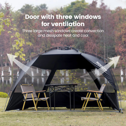 Sonuto Outdoor 3-4P One-Touch Camping Tent Quick Automatic Opening Beach Fishing Tent