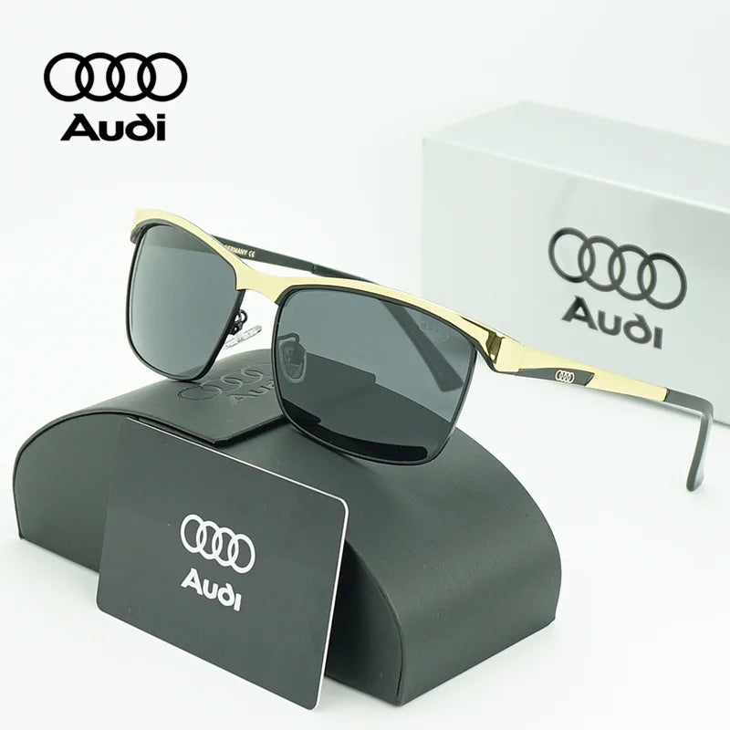 Audi Polarized Driving Sunglasses – UV400 Anti-Glare Alloy Frame | Rectangle Pilot Style