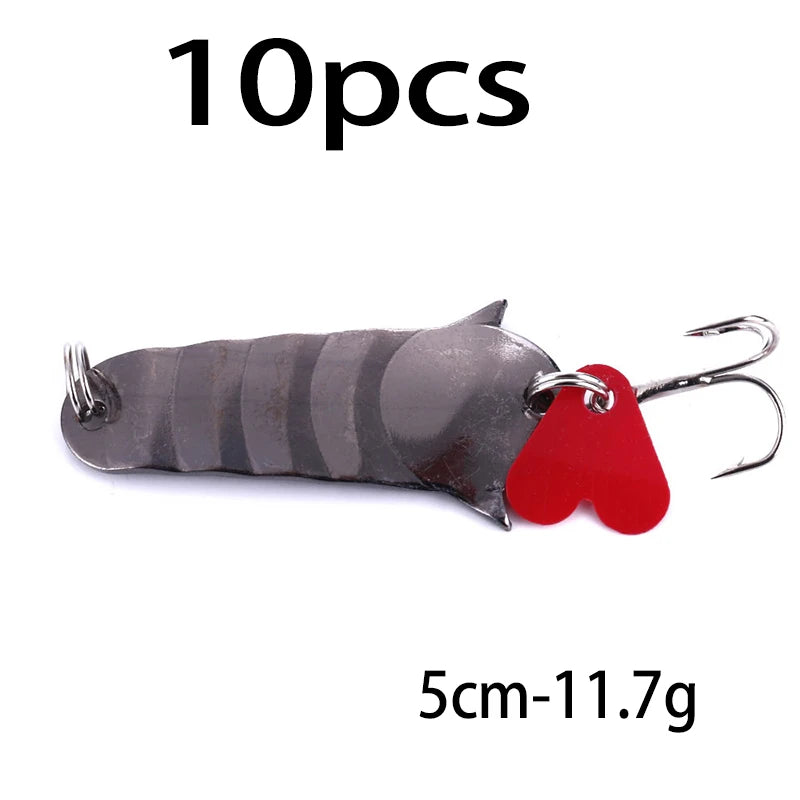 Metal Spoon Fishing Lure with Treble Hook – Gold &amp; Silver Jig Bait for Bass, Pike &amp; Perch
