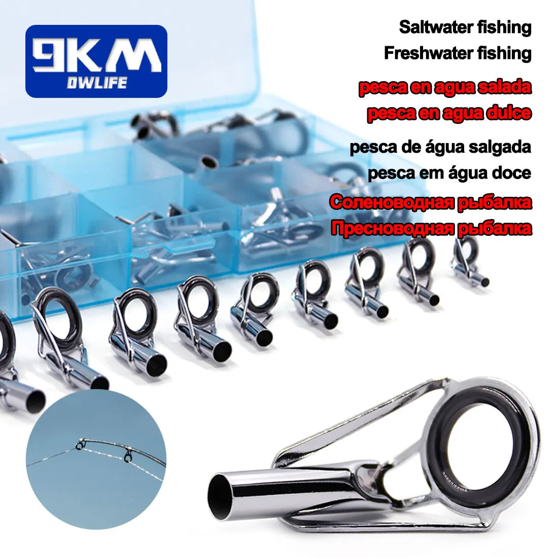 9KM DWLIFE Fishing Rod Tip Repair Kit – Stainless Steel &amp; Ceramic Ring | 24–240 Pcs | Saltwater &amp; Freshwater