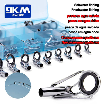 9KM DWLIFE Fishing Rod Tip Repair Kit – Stainless Steel &amp; Ceramic Ring | 24–240 Pcs | Saltwater &amp; Freshwater