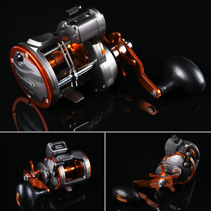 Sougayilang Thunder LS II Line Counter Trolling Reel – Conventional Level Wind 4.1:1 6+1BB 30KG Drag for Sea Bass &amp; Grouper