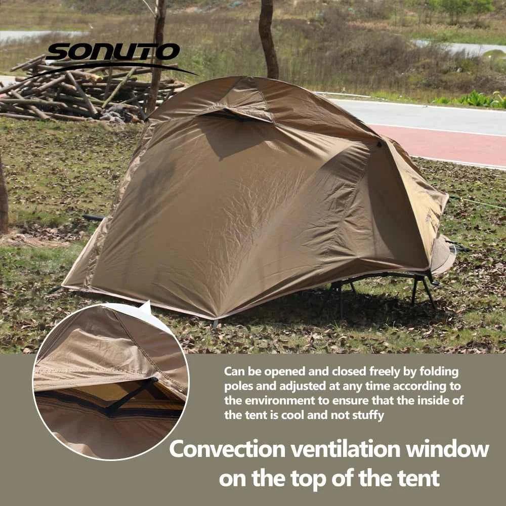 Sonuto 1-Person Camping Tent – Waterproof, Windproof, 4-Season with Aluminum Poles