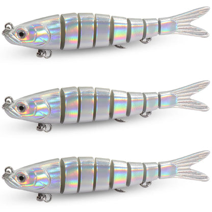 GOBAIT 3-Pack Jointed Swimbait – Slow Sinking Hard Lure with 3D Eyes, 11g / 16g / 27g