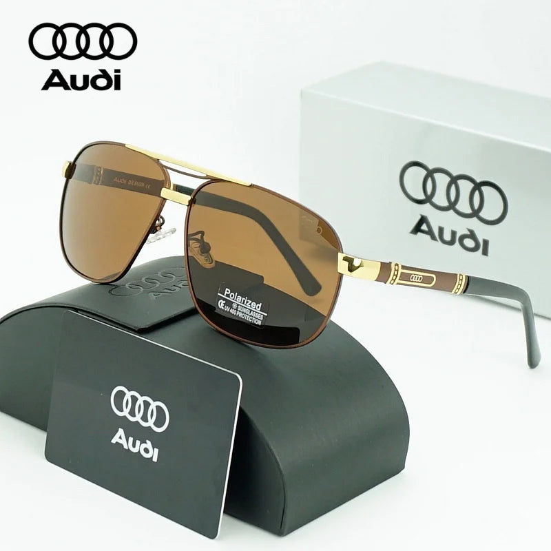 Audi Polarized Sunglasses – Unisex UV400 Anti-Glare Square Alloy Frame Sport &amp; Driving Shades