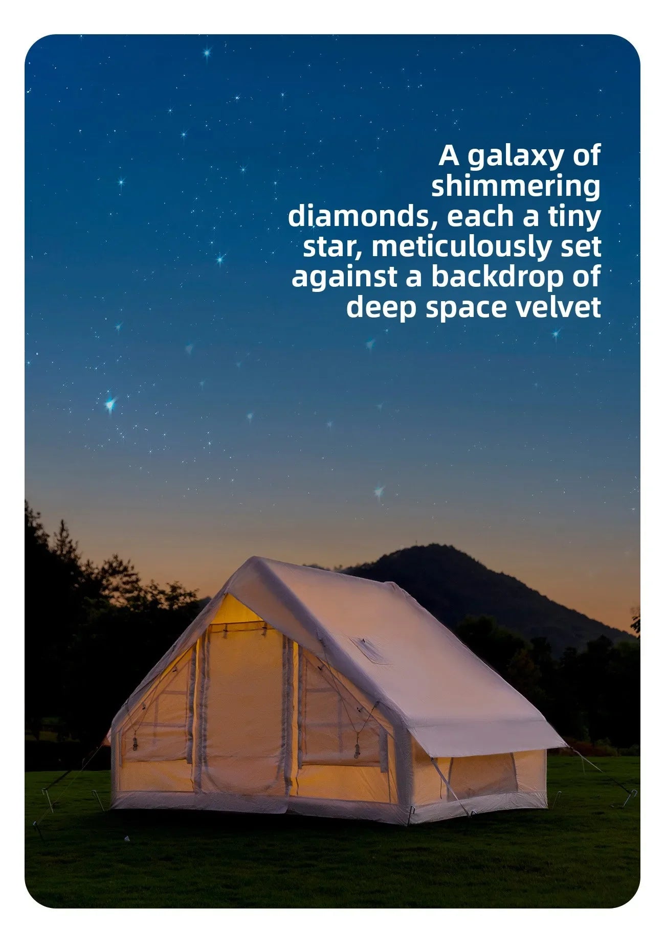 MOUNTAINHIKER Inflatable Camping Tent – 3-4 Person Starry Sky Design | 4-Season Windproof Family Tent