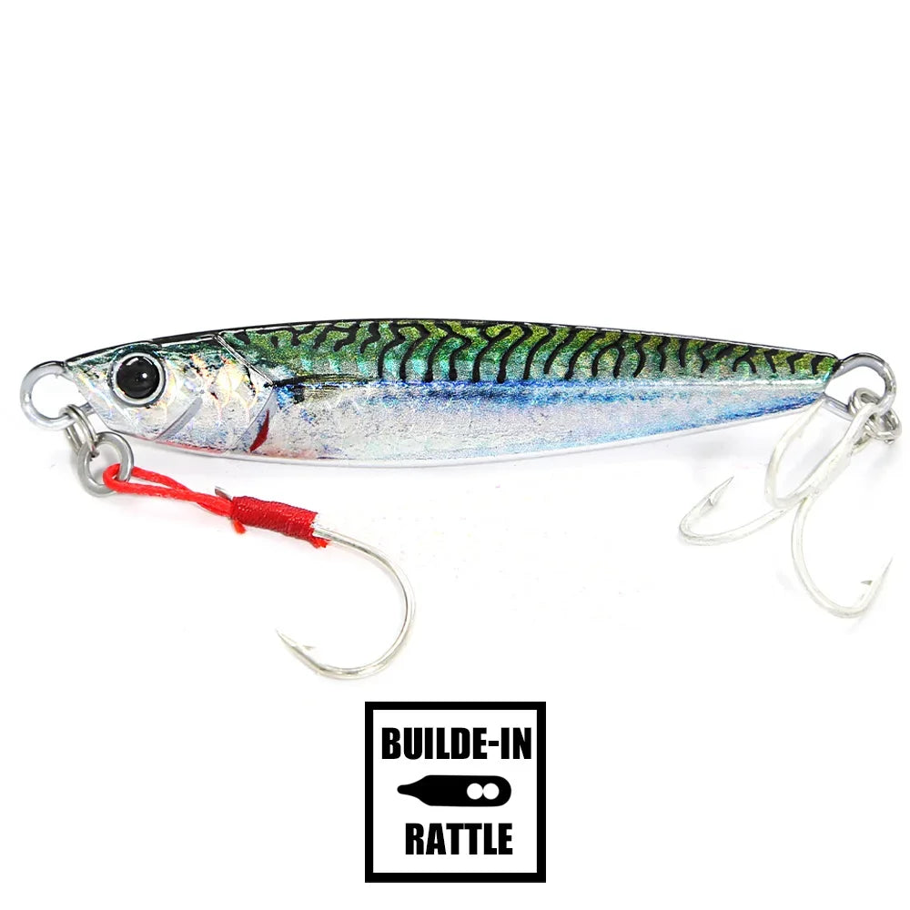 B&amp;U Rattle Metal Jig Fishing Lures – 40g / 60g / 80g Long Casting Saltwater Spinning Lure with Hook