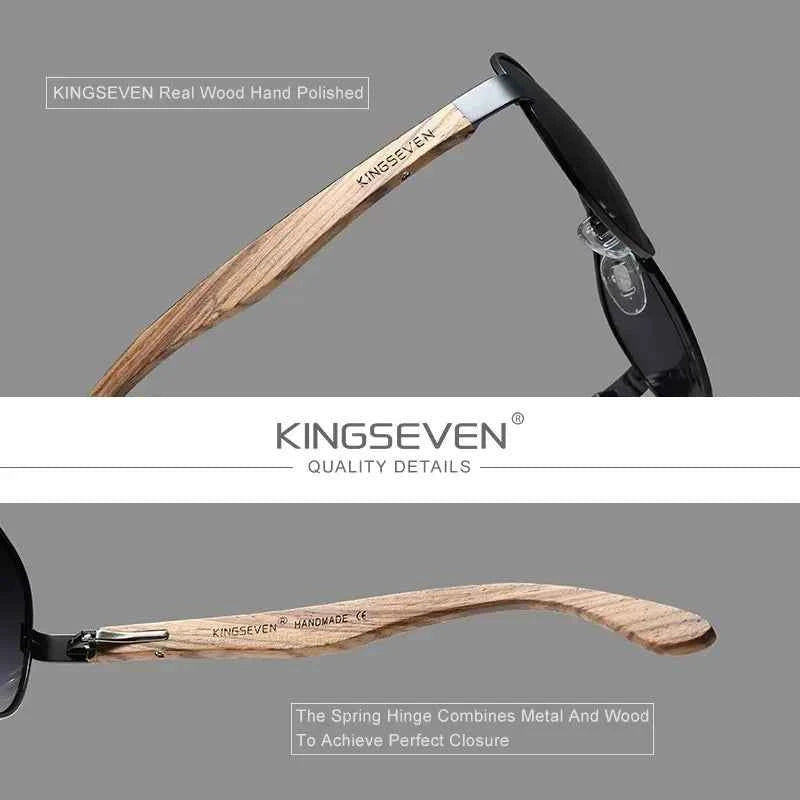 Genuine KINGSEVEN Pilot Sunglasses For Men UV400 Polarized Wood Women Sun Glasses Fishing Driving Glasses
