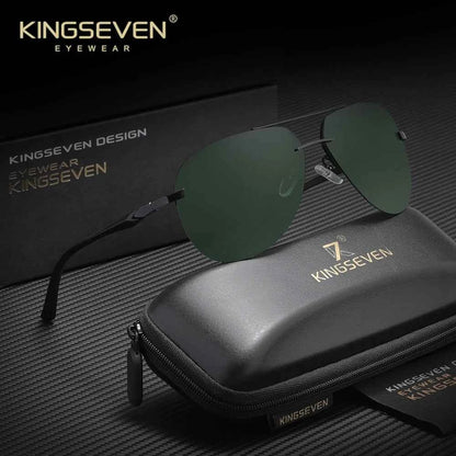 KINGSEVEN Brand Pilot Rimless Sunglasses Polarized UV400 Men Women Glasses Driving Eyewear