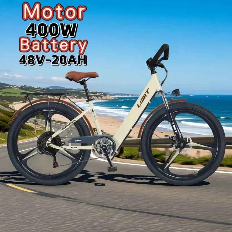 400W brushless motor city riding electric bicycle 48V20AH lithium battery electric moped adult bicycle 26-inch leisure E-Bike
