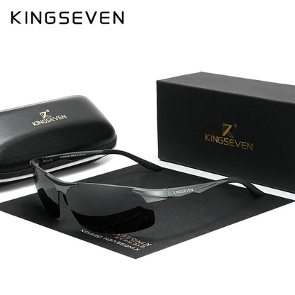 KINGSEVEN Polarized Aluminum Sunglasses – UV400 Mirror Lens, Aviation Goggle Style, Unisex
