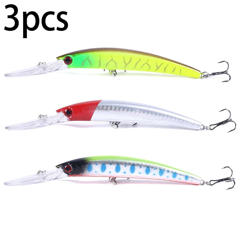 150mm 15g Deep Diving Jerkbait Minnow Fishing Lure – Hard Bait Wobbler with Rattle for Bass &amp; Pike
