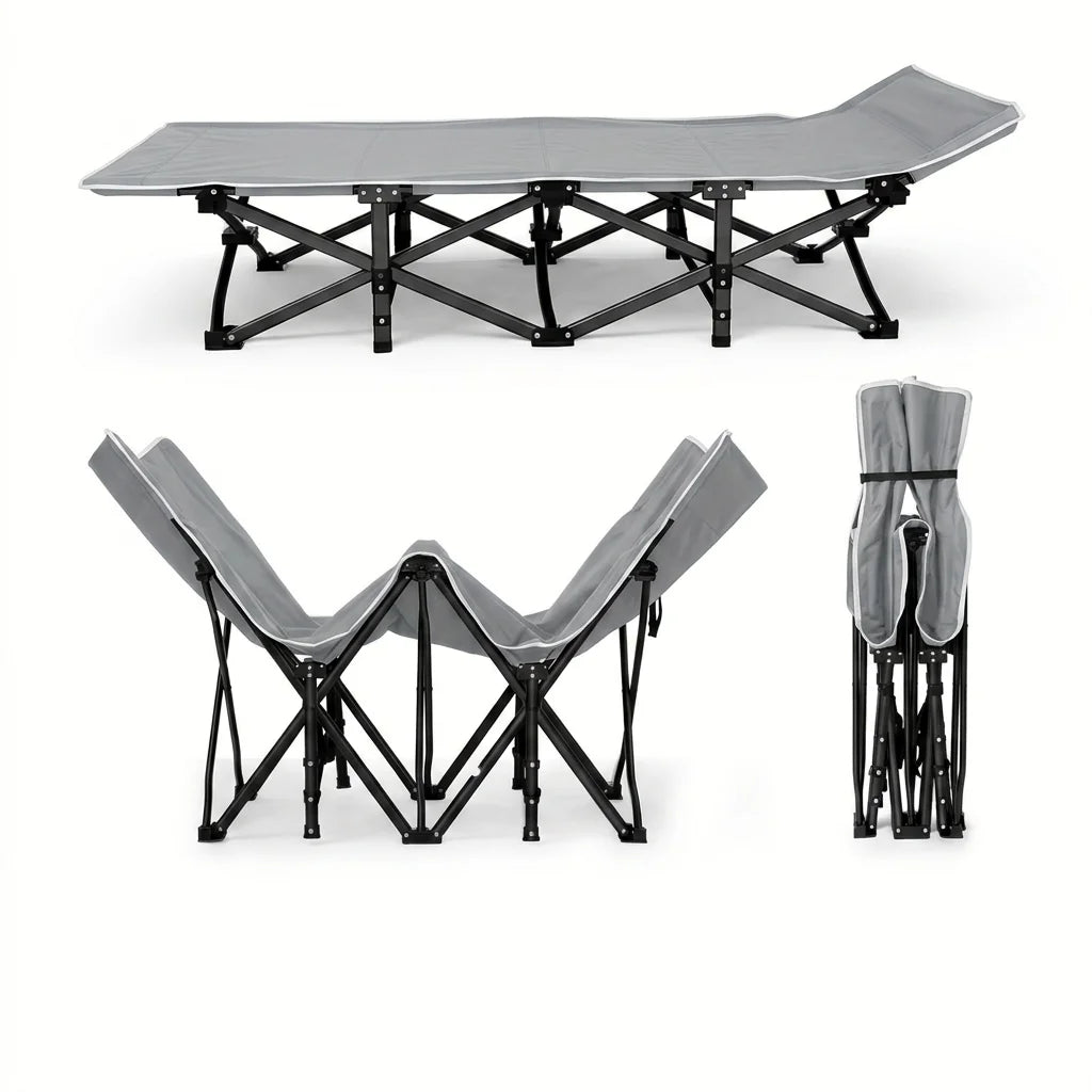 Heavy Duty Folding Camping Cot with Detachable Mattress – 150kg Capacity, No Assembly, All Seasons