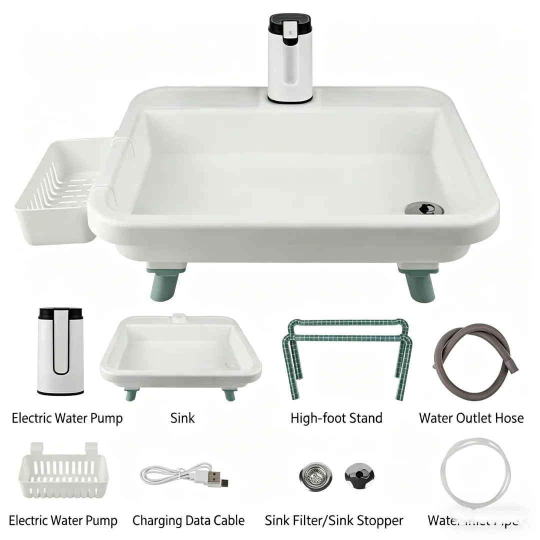 Outdoor Portable Sink with Stand – Folding Hand Wash Station for Camping, Garden &amp; RV