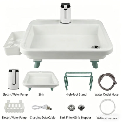 Outdoor Portable Sink with Stand – Folding Hand Wash Station for Camping, Garden &amp; RV