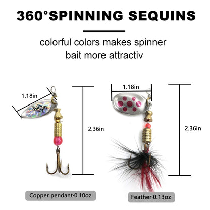 Metal Spoon Spinner Fishing Lure Set – 10pcs Holographic Spinnerbait Kit (3g–7g)