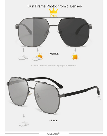 CLLOIO Classic Photochromic Sunglasses Men Women Polarized Driving Shades Sun Glasses Travel Anti-glare Chameleon Glasses