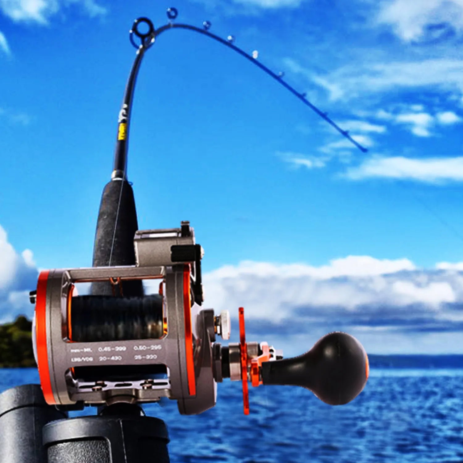 Sougayilang Thunder LS II Line Counter Trolling Reel – Conventional Level Wind 4.1:1 6+1BB 30KG Drag for Sea Bass &amp; Grouper