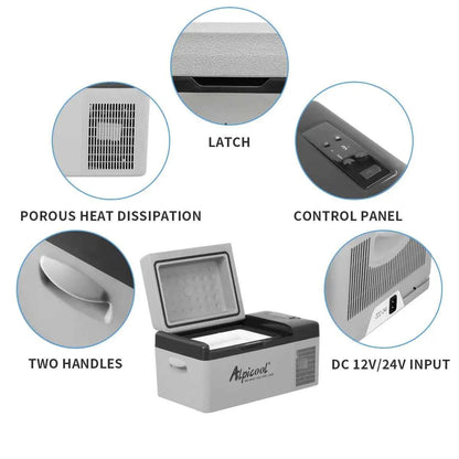 Alpicool C20 20L Portable Compressor Fridge Freezer – 12V/24V DC &amp; 110V AC for Car, Camping &amp; Home