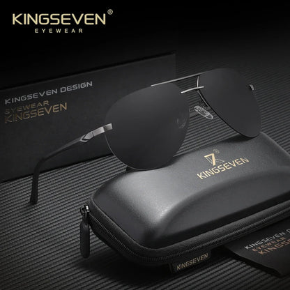 KINGSEVEN Brand Pilot Rimless Sunglasses Polarized UV400 Men Women Glasses Driving Eyewear