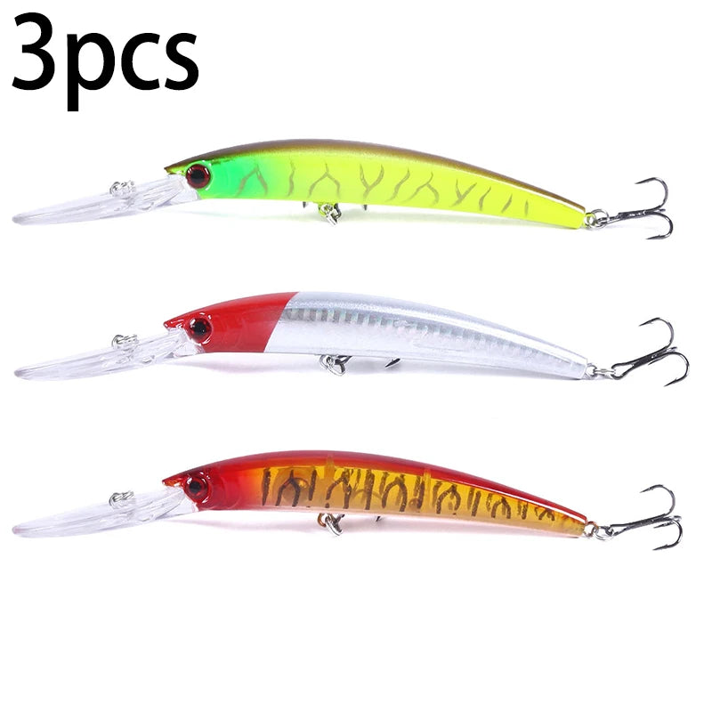 150mm 15g Deep Diving Jerkbait Minnow Fishing Lure – Hard Bait Wobbler with Rattle for Bass &amp; Pike