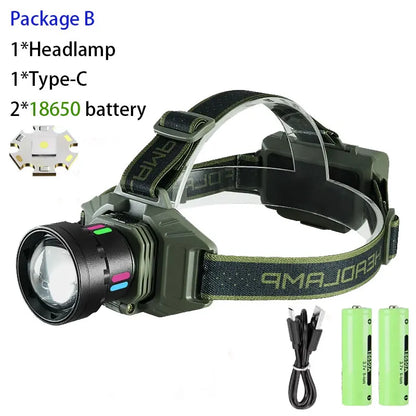 1000000LM Powerful Headlamp 800W Led Sensor Head Flashlight Long Range Headlight 18650 Rechargeable Head Lantern Fishing Camping
